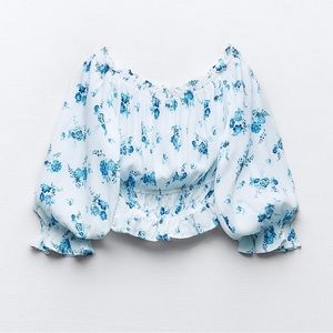 NWOT ZARA FLORAL PRINT SHOULDER OFF TOP